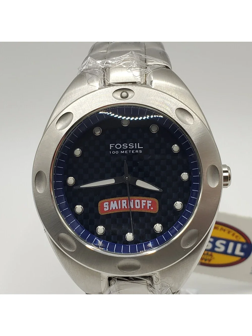 Fossil PR-5098 Smirnoff Watch With Tag 39mm Blue Dial New Battery
